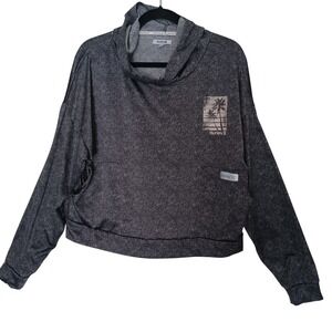 Hurley Hoodie Women Size XL Charcoal Gray Palm Tree Graphic Relaxed Fit